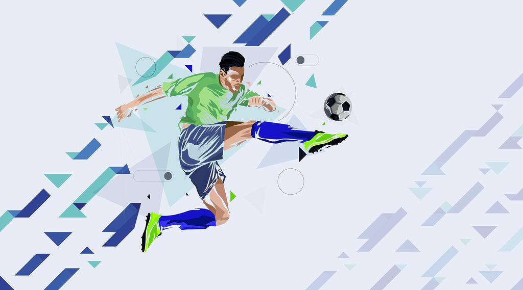 Man schopt een voetbal Man schopt een voetbal
