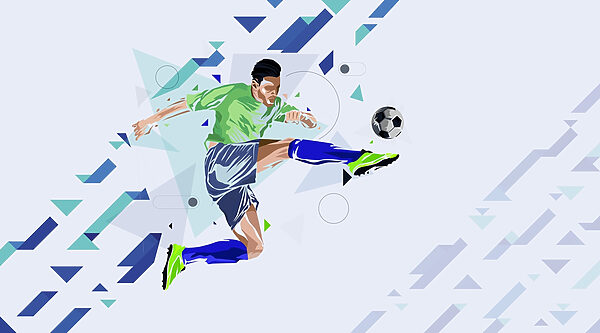 Man schopt een voetbal Man schopt een voetbal