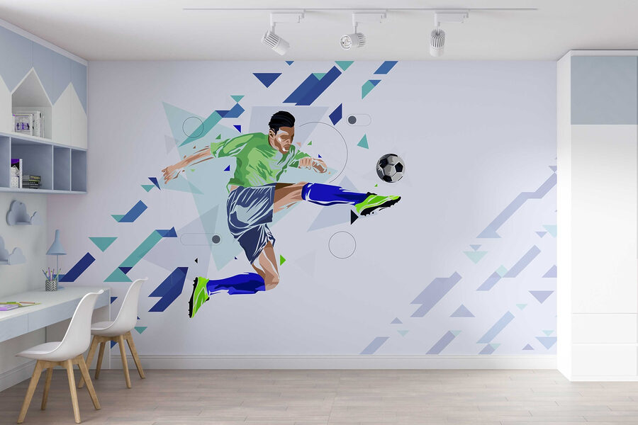 Man schopt een voetbal