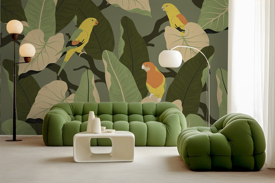 Kleurrijke vogels op een boomtak