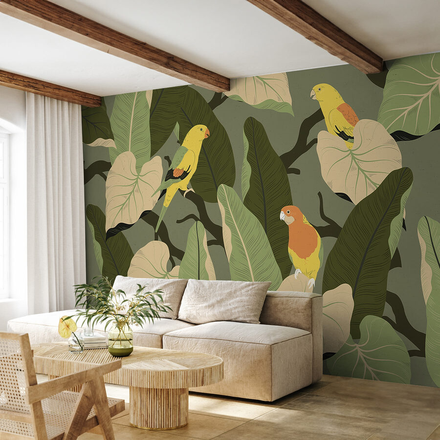 Kleurrijke vogels op een boomtak