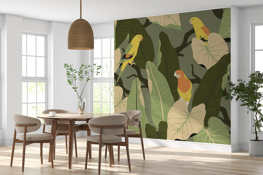 Kleurrijke vogels op een boomtak