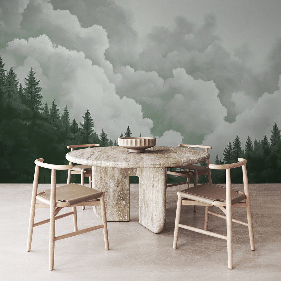 Groep bomen en wolken