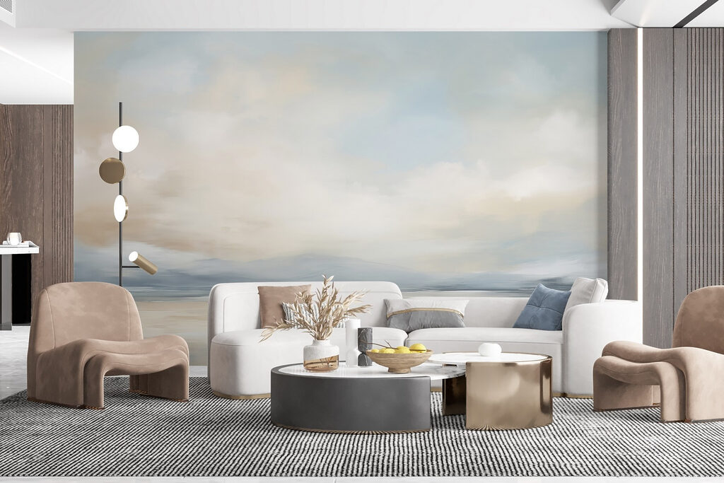 Landscape with a body of water and clouds Landscape with a body of water and clouds