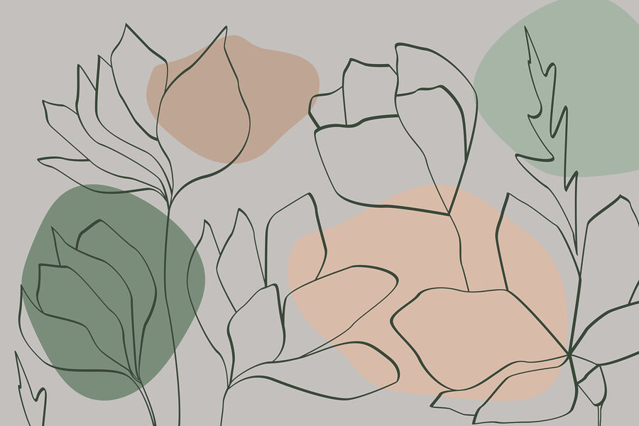 Tekening van bloemen en bladeren Tekening van bloemen en bladeren