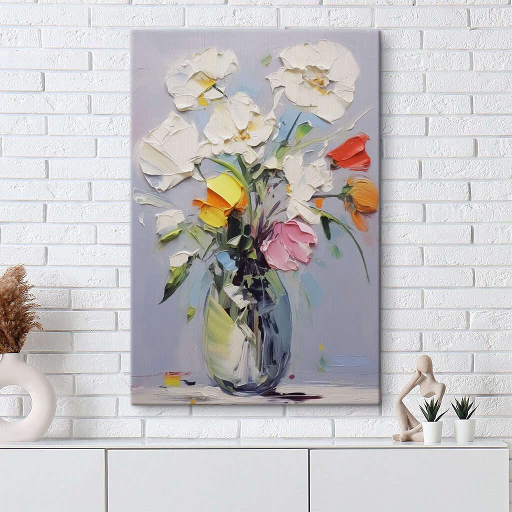 Painting of flowers in a vase