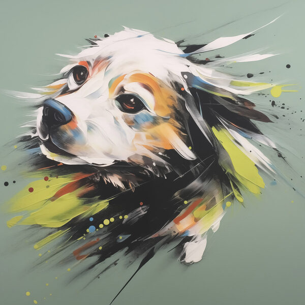 Schilderij van een hond Schilderij van een hond
