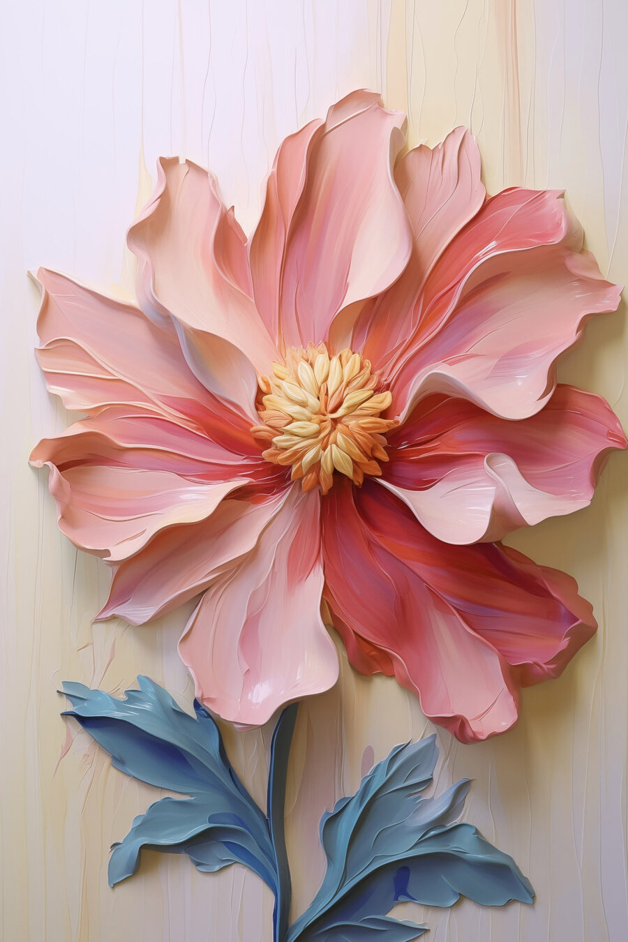 Roze bloem met geel hart
