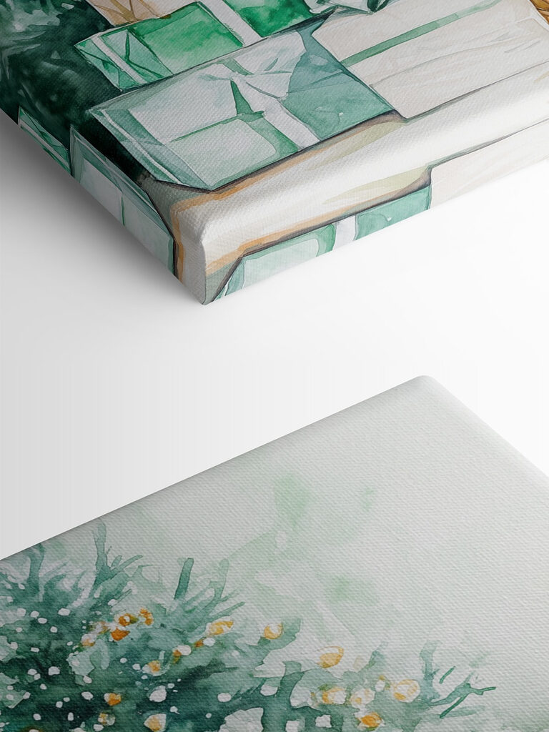 Watercolor of presents under a tree Watercolor of presents under a tree