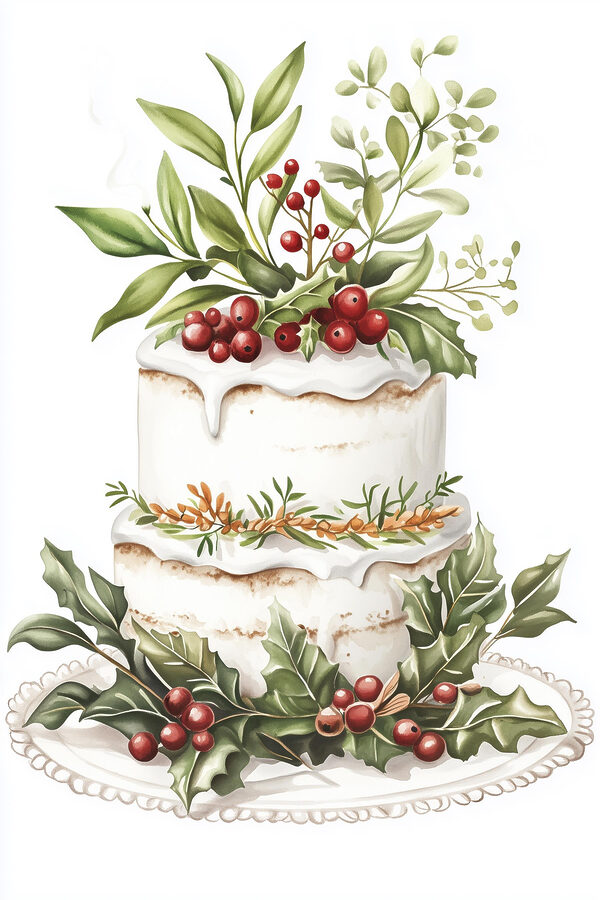 Cake met bessen en bladeren Cake met bessen en bladeren
