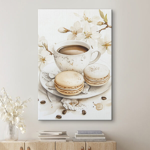 Kopje koffie en koekjes op een bord Kopje koffie en koekjes op een bord