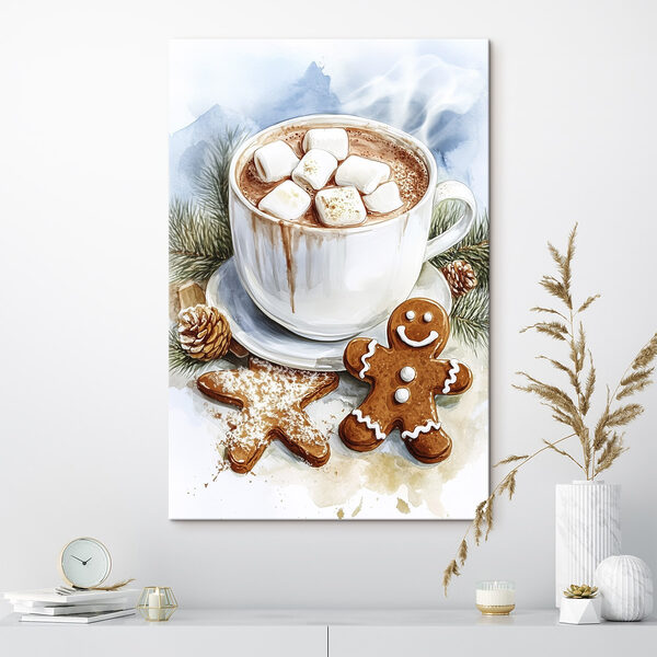 Kop warme chocolademelk met marshmallows en peperkoekjes Kop warme chocolademelk met marshmallows en peperkoekjes