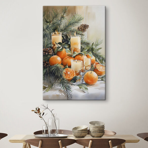 Schilderij van sinaasappels en kaarsen Schilderij van sinaasappels en kaarsen
