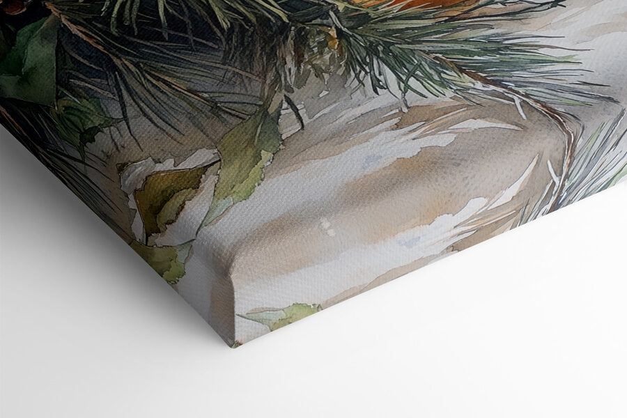 Schilderij van sinaasappels en kaarsen
