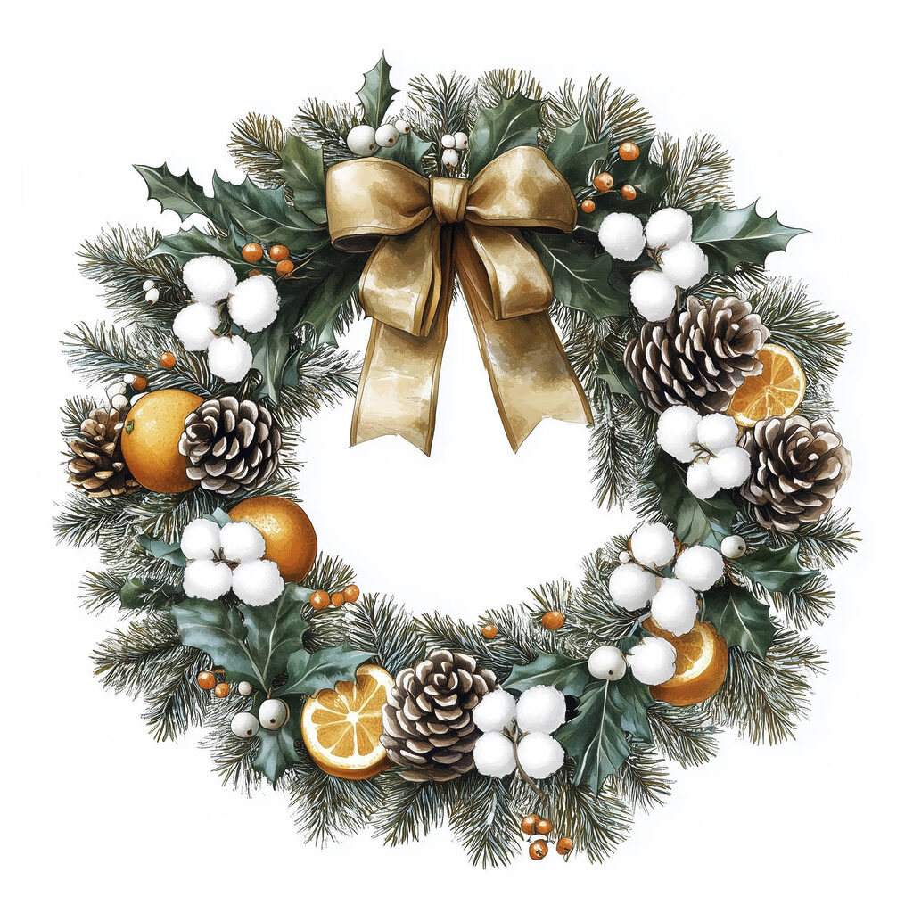 Wreath with pine cones and oranges Wreath with pine cones and oranges