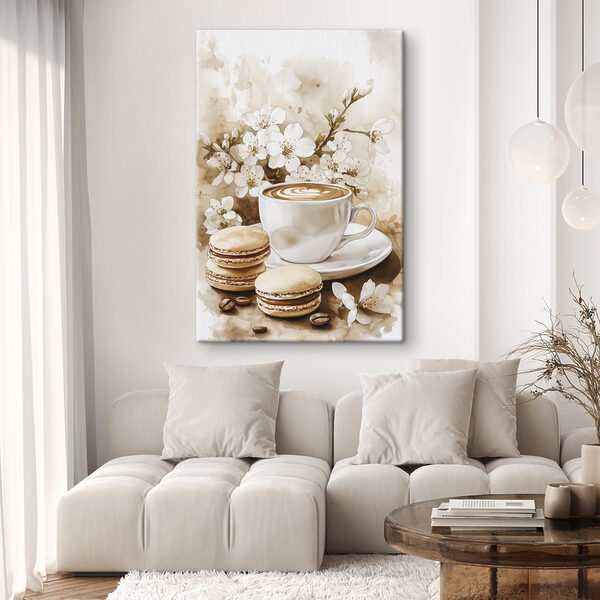 Kopje koffie en bitterkoekjes Kopje koffie en bitterkoekjes