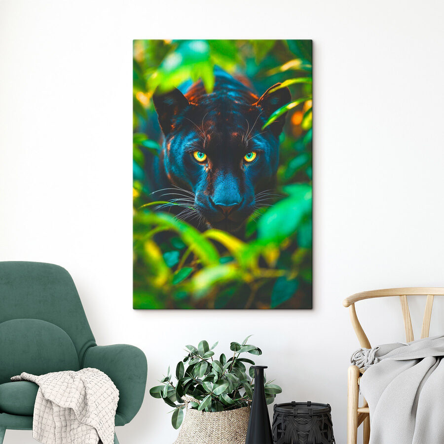 Zwarte panter met groene ogen