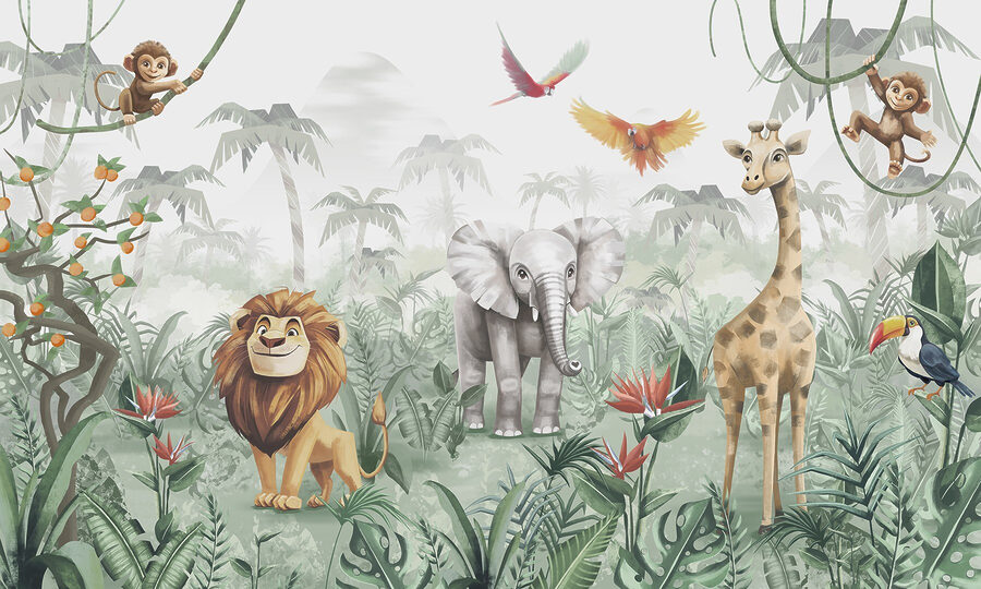 Groep dieren in een jungle