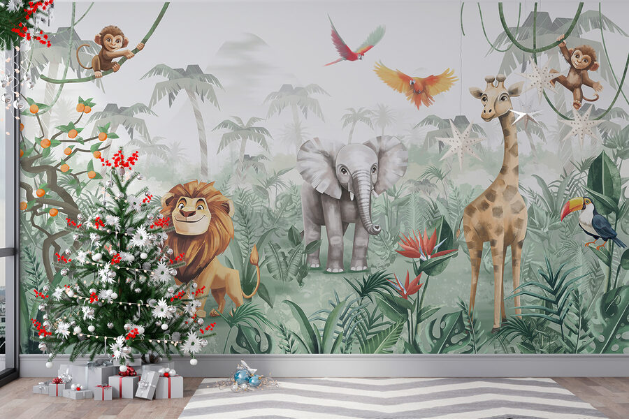 Groep dieren in een jungle