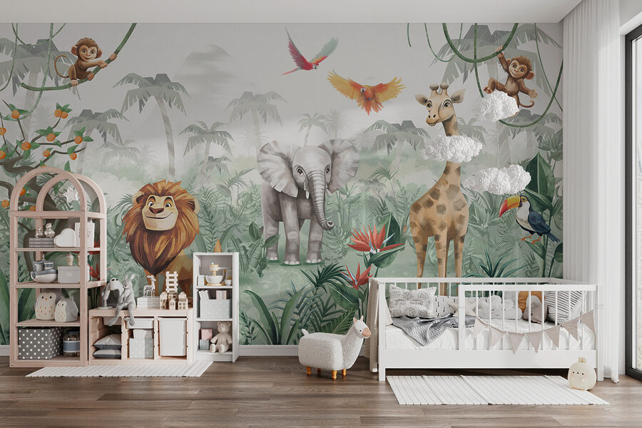 Groep dieren in een jungle