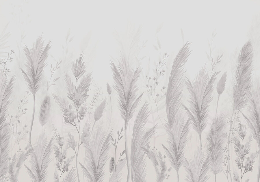 Witte achtergrond met gras en bloemen