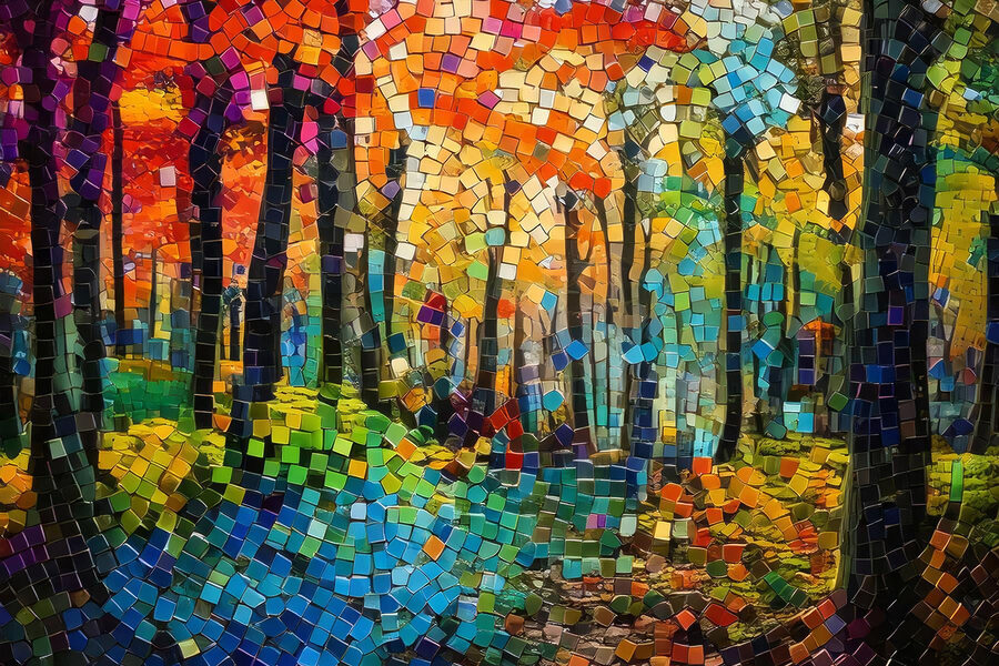Mozaïek van bomen en gras