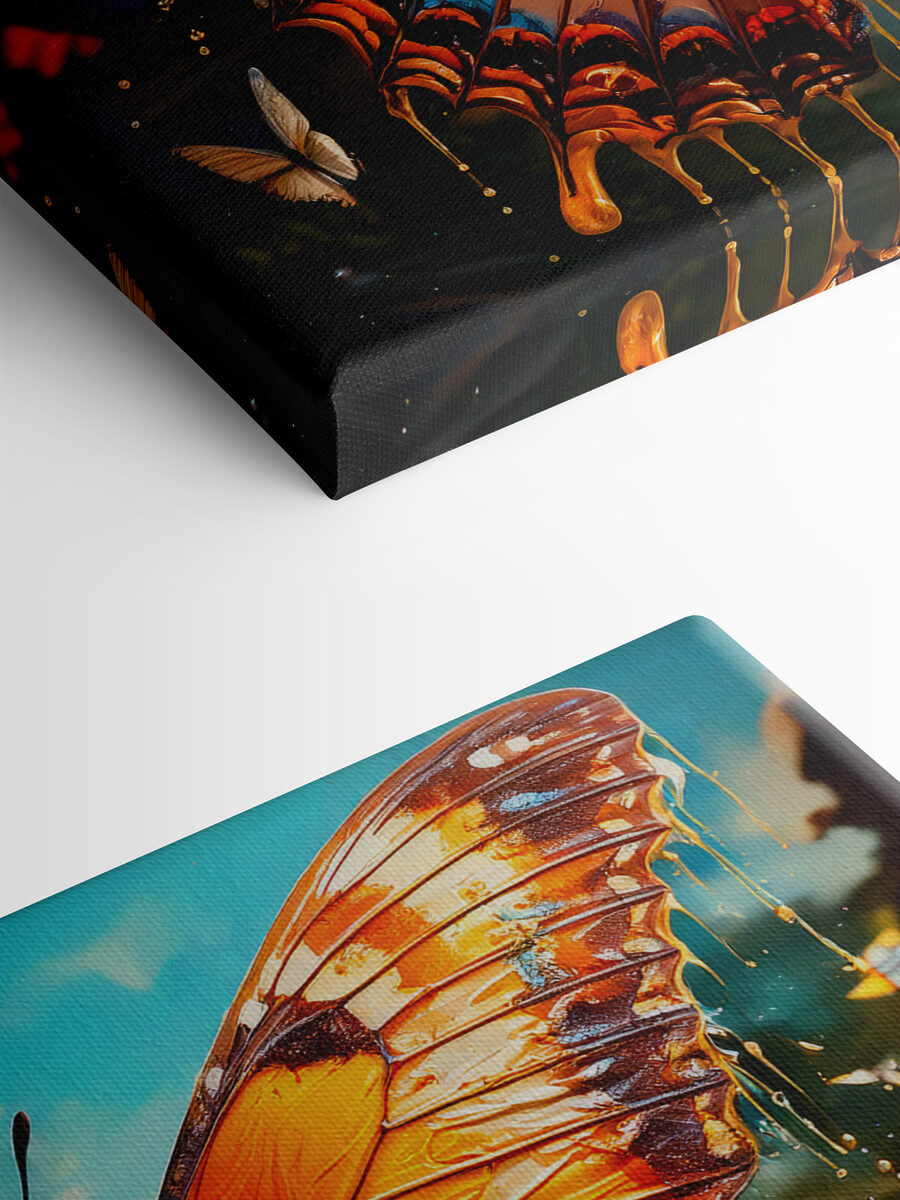 Vlinder met oranje en blauwe vleugels