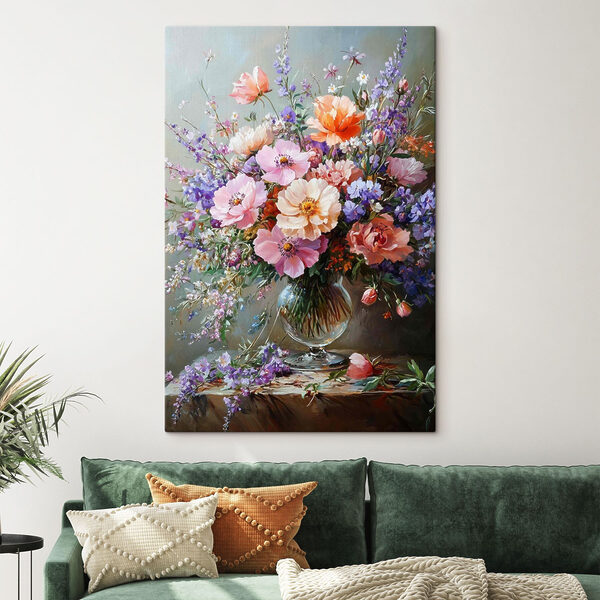 Schilderij van bloemen in een vaas Schilderij van bloemen in een vaas