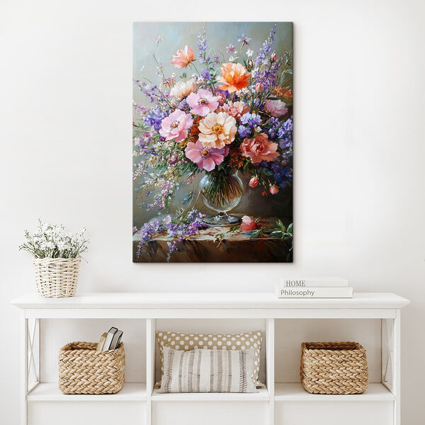 Schilderij van bloemen in een vaas Schilderij van bloemen in een vaas