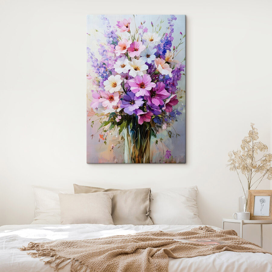 Schilderij van bloemen in een vaas