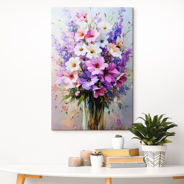 Schilderij van bloemen in een vaas Schilderij van bloemen in een vaas