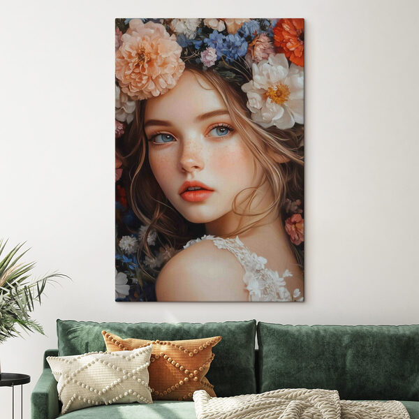 Vrouw met bloemen in haar haar Vrouw met bloemen in haar haar