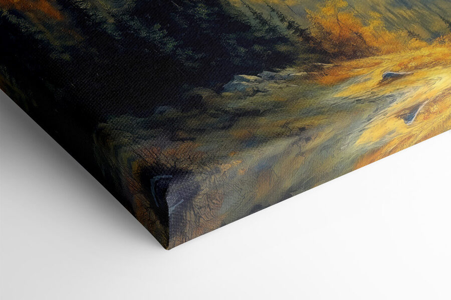 Berglandschap met bomen en wolken