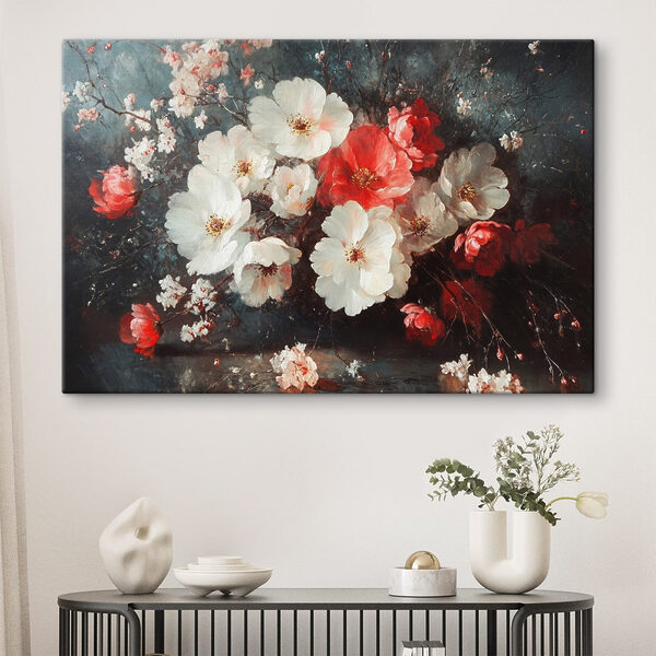 Schilderij van bloemen op een tafel Schilderij van bloemen op een tafel