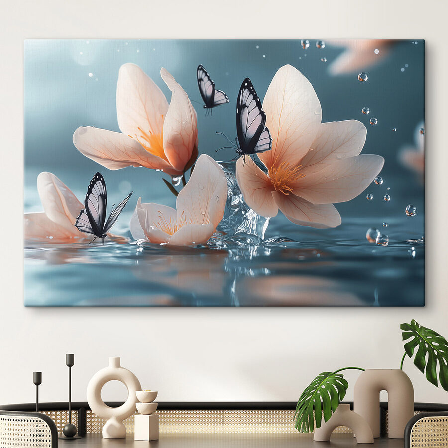 Vlinders op bloemen en water