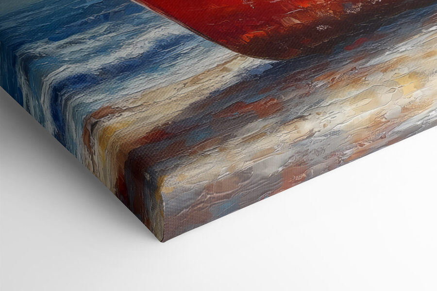 Canvas Schilderijen Schilderij van een boot op een strand - Afbeelding 9
