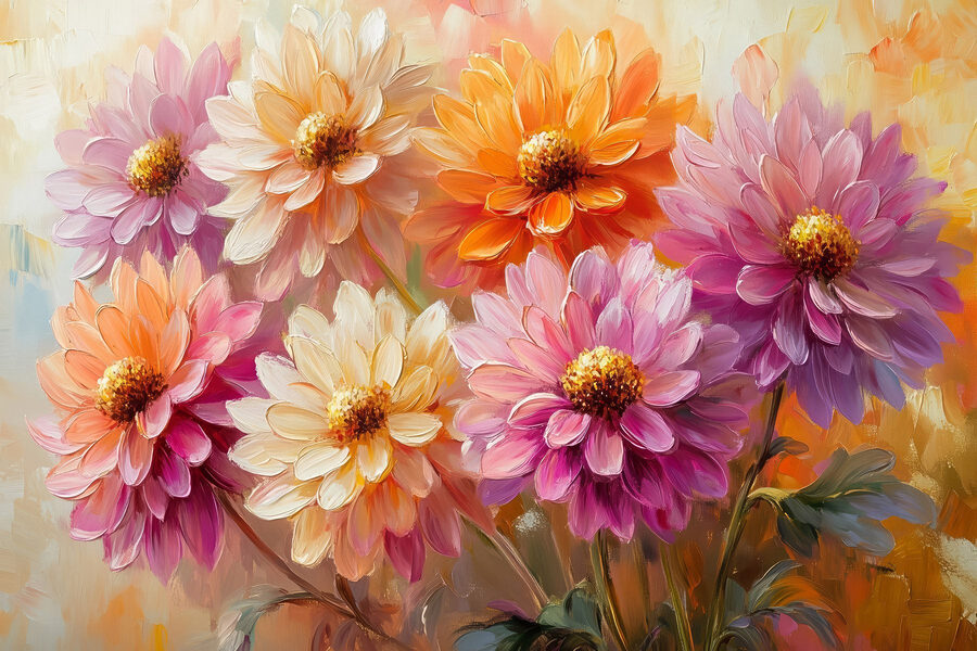 Schilderij van bloemen op een doek