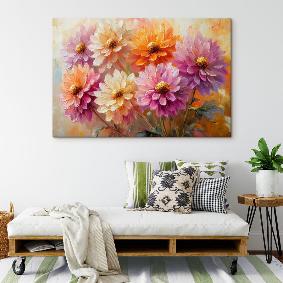 Schilderij van bloemen op een doek