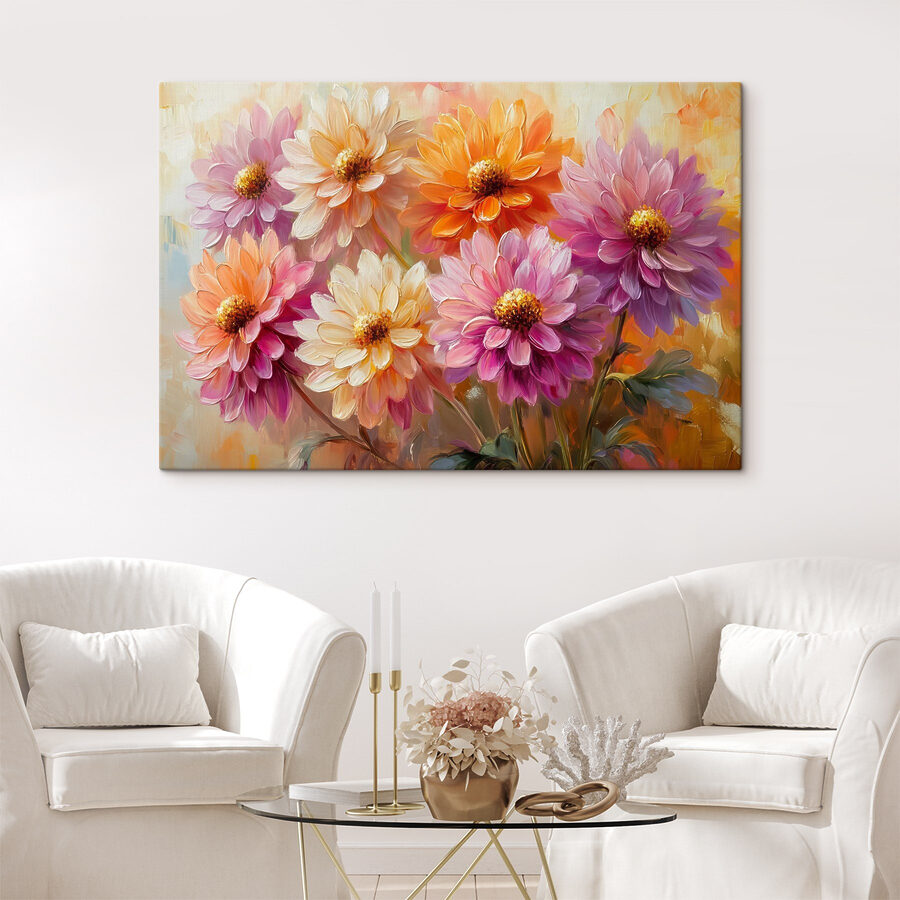 Schilderij van bloemen op een doek