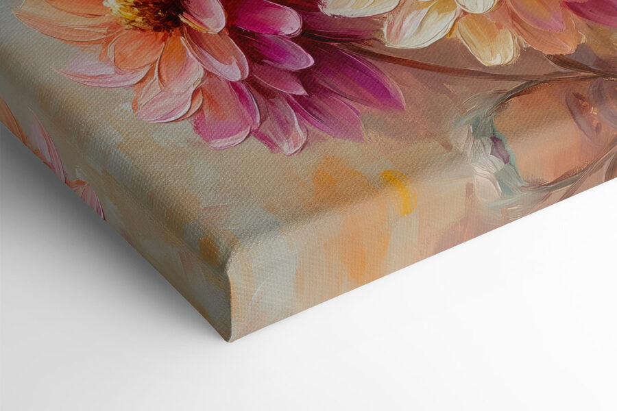 Schilderij van bloemen op een doek