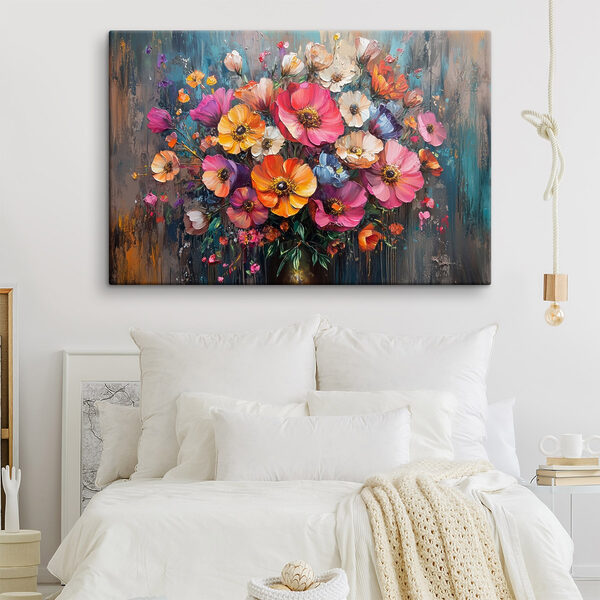 Schilderij van bloemen in een vaas Schilderij van bloemen in een vaas