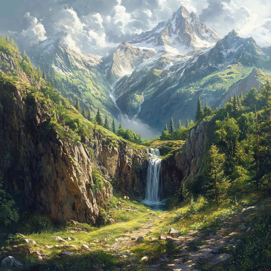 Waterval in een berg