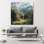 Canvas Schilderijen Waterval in een berg