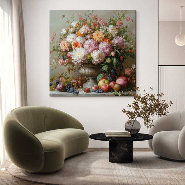 Schilderij van bloemen in een vaas Schilderij van bloemen in een vaas