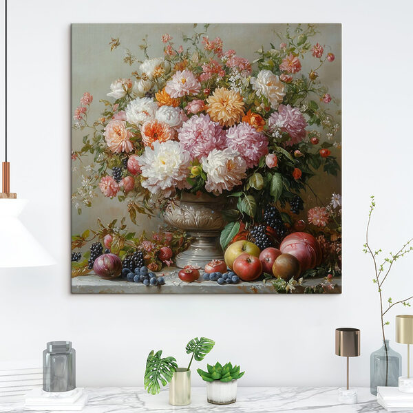 Schilderij van bloemen in een vaas Schilderij van bloemen in een vaas