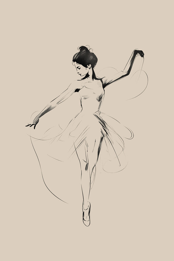 Tekening van een dansende vrouw Tekening van een dansende vrouw