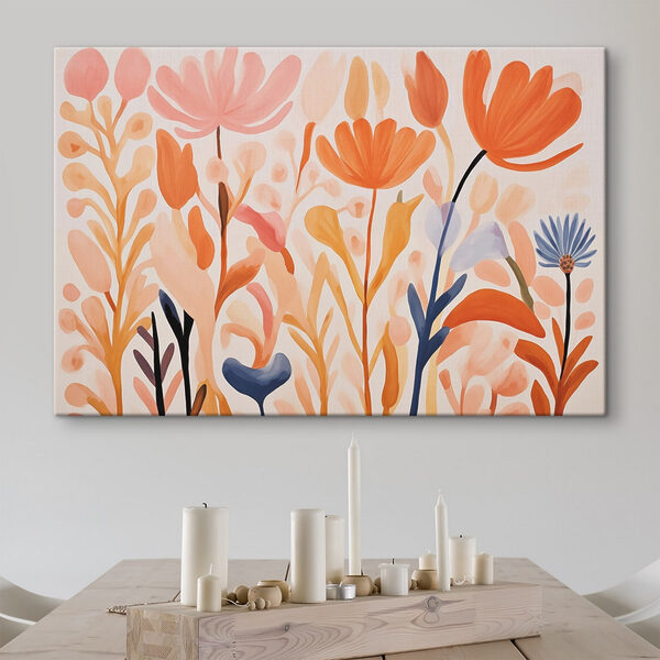 Schilderij van bloemen en bladeren Schilderij van bloemen en bladeren