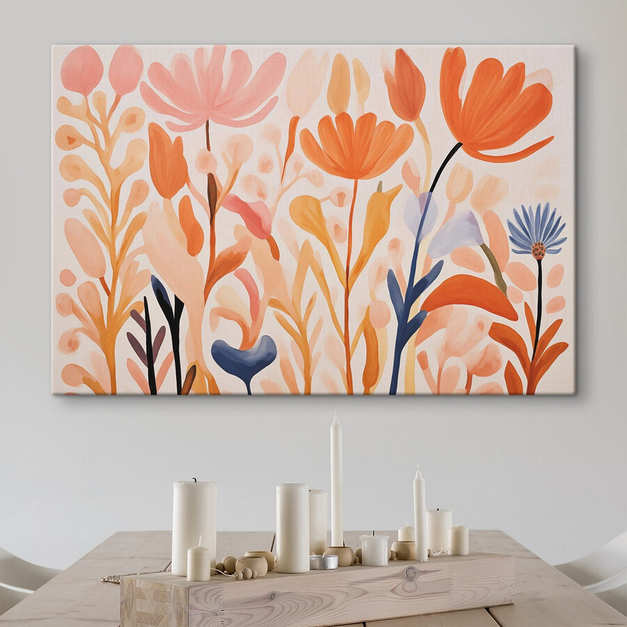 Schilderij van bloemen en bladeren