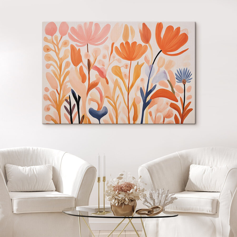 Schilderij van bloemen en bladeren