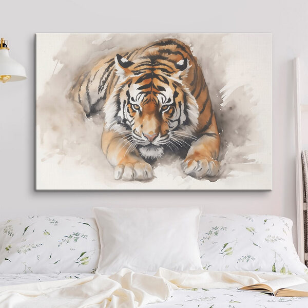 Aquarel van een liggende tijger Aquarel van een liggende tijger